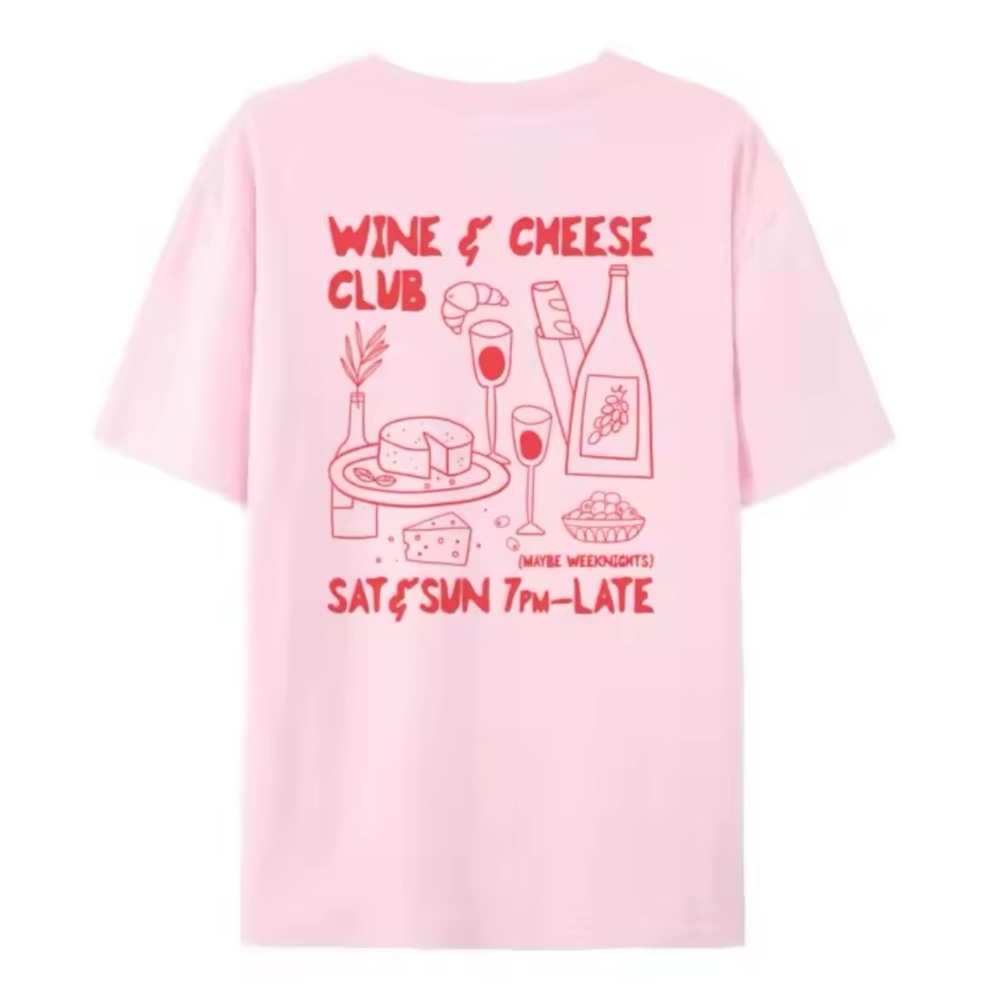 🧀🍷Wine & Cheese Club Light Pink Tee🧀🍷